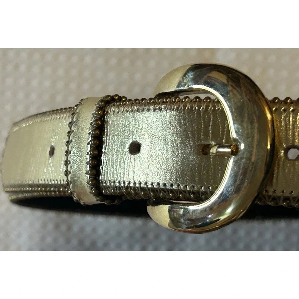 Two Blondes - Women's - Gold Colored Belt Genuine Soft Leather Buckle - 1